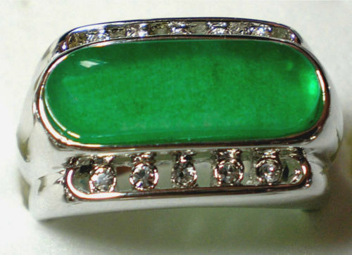 

Green Jade 18K White Gold Plated Men's Women's Ring Size 9-11#<<<free shipping