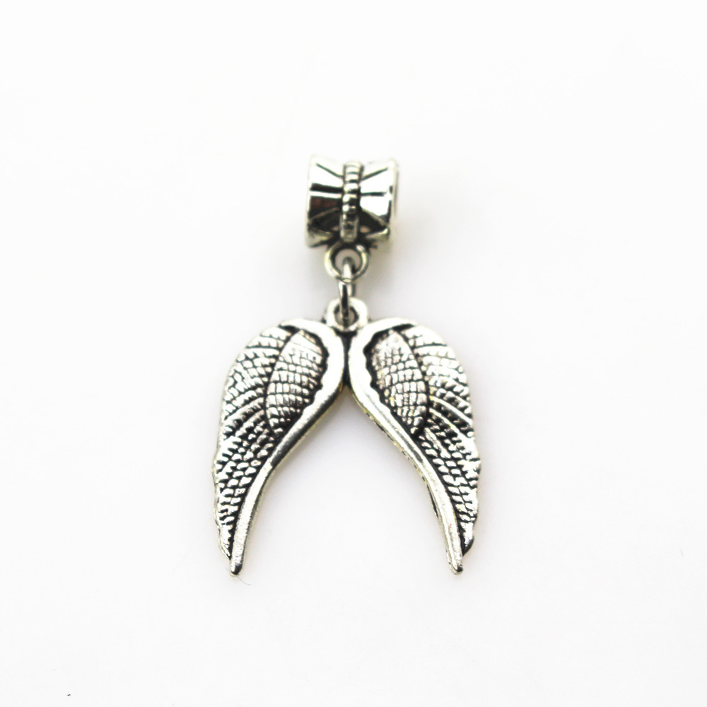 

Hot selling 20pcs/lot double wing charms big hole pendant beads charm fit nacklace bracelet diy jewelry dangle charms, Bronze;silver
