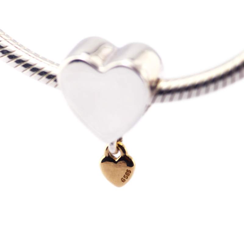 Pandulaso Valentine's Day Two Hearts Dangle Charm Gold Plated Fit Original Charms bracelets for woman 925 sterling silver jewelry-image-409115950