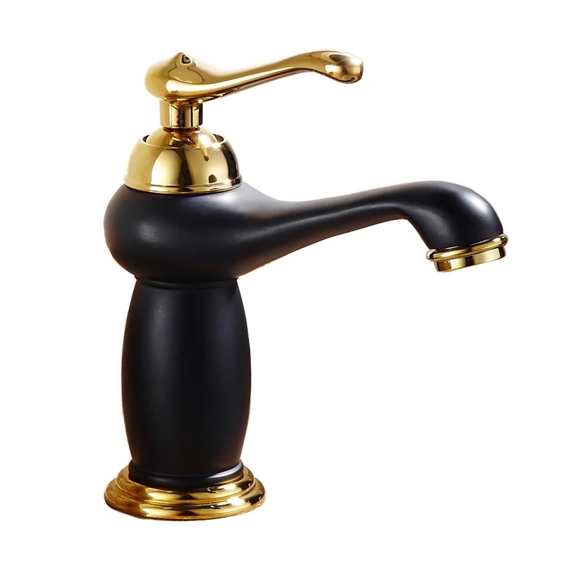 Basin Faucets Gold Color Deck Mounted WC Mixer taps Black Finish High Bathroom Sink Faucet-image-410459641