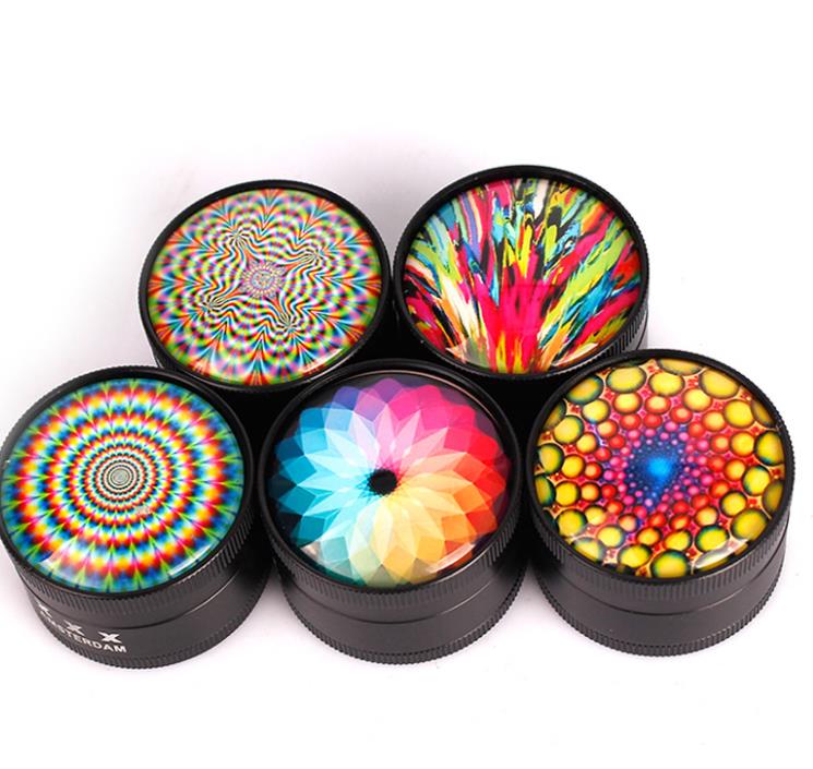

New 50mm zinc alloy plate color grinder 3 layer smoking set cigarette cutter accessories