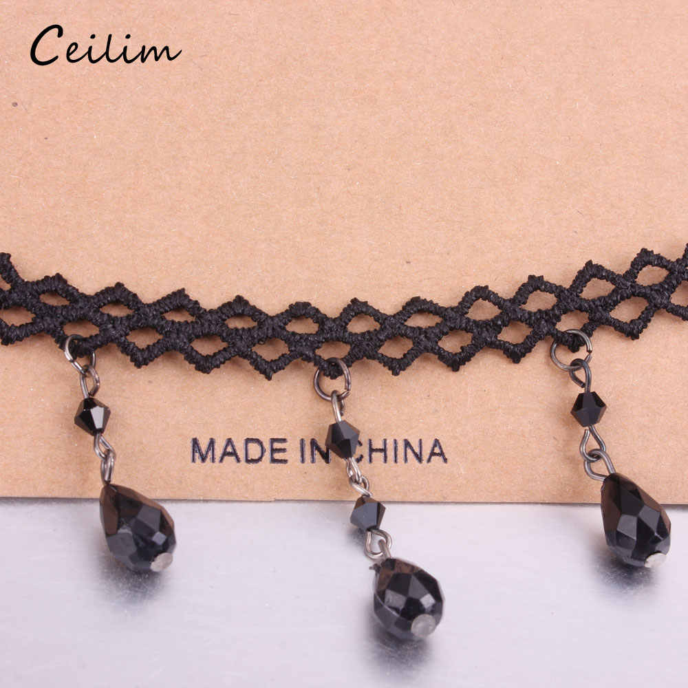 

Black Lace Choker Necklace Acrylic Choker Collar Vintage Wedding Jewelry Necklace Pendants Women Femme Bijoux Christmas Gift Dropshipping