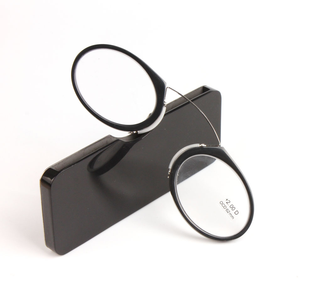 

Nose Clip Magnetic Reading Glasses Women Men Black Mini SOS Glasses Wallet Reader With Case Presbyopic Eyeglasses
