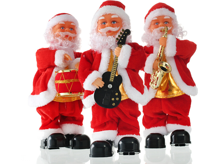 

Free shipping Wholesales Blowing saxophone Christmas music old man electric step Christmas decorations doll children's toys