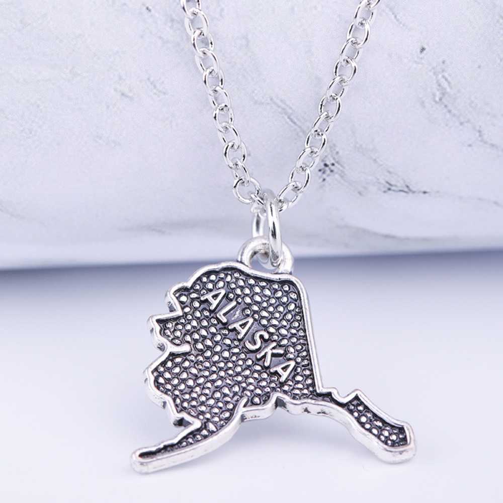 Alaska State Animal Moose Flag Necklace Personalized Engraved Heart Custom Gift Pendant-Valentines Day Love