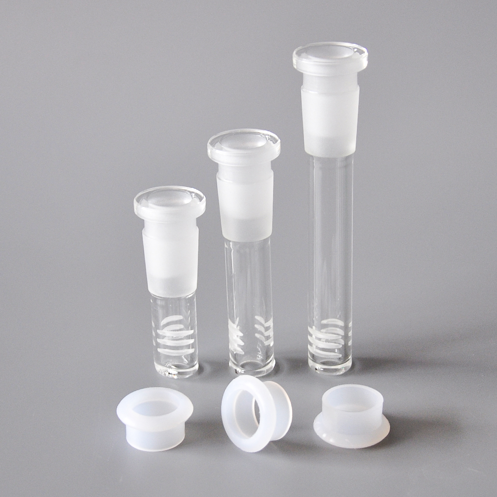 

Glass Downstem with 6 cuts 18.8mm downstem into a 14mm bowl 3cm/5cm/8cm glass down stem diffuser/reducer for wholesale