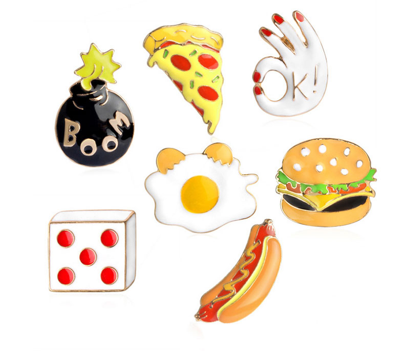 

Wholesale Cute Pizza Hamburg Egg Boom Hot Dog Enamel Pins Suit Short Collar Decor Backpack Hat badge Lapels Gift for Children Women Brooch