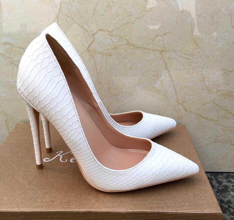 

Free Shipping women lady woman 2019s fashion white python snake leather Poined Toes Wedding heels Stiletto High Heels shoes pumps 12cm 120mm, 8cm