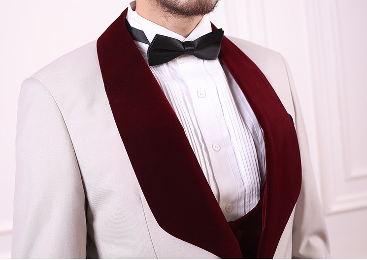 

All Loved Handsome Groomsmen Shawl Wine Lapel Groom Tuxedos One Button Men Suits Wedding/Prom Best Man Blazer ( Jacket+Pants+Vest+Tie, Same as image