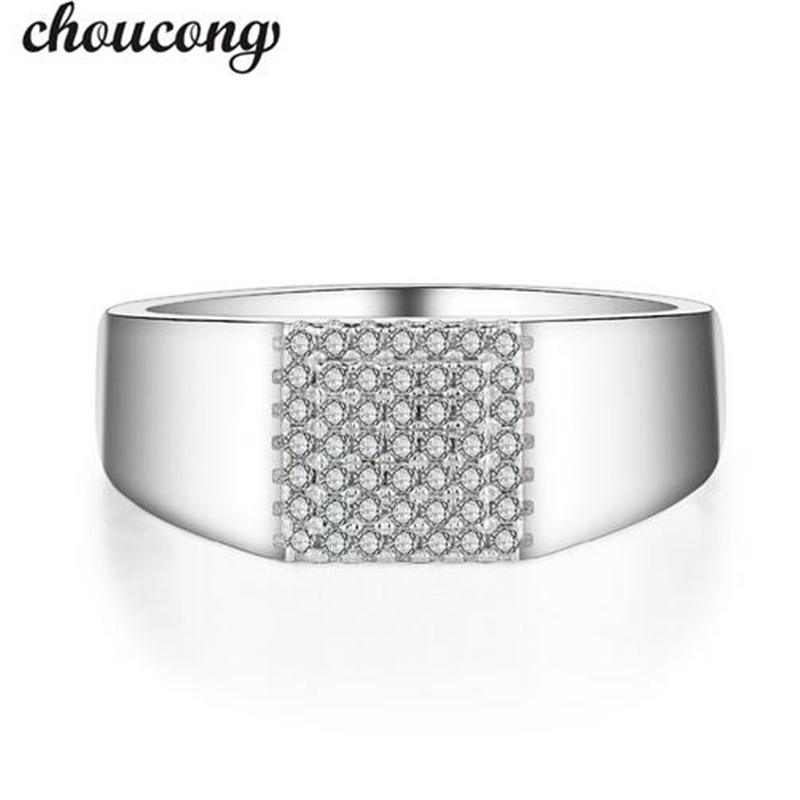 

choucong Fashion anniversary Men Jewelry ring Pave set 5A Zircon Cz 925 Sterling silver male Emgagement Wedding Band Ring Gift