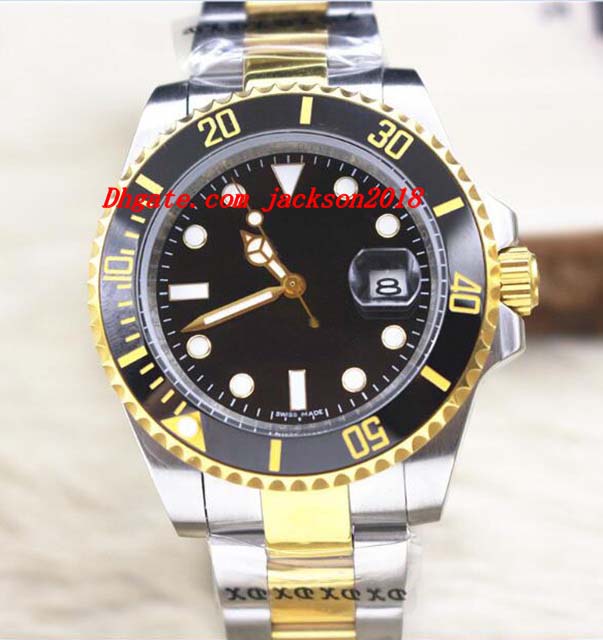 

luxury watches 116613 steel 18k gold black ceramic stainless steel bracelet watch automatic mens watch men's watch wristwatch, Slivery;brown