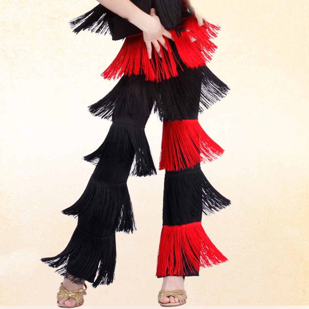 

Girls Tassel Latin Pants CHEAP 5 Layers of Tassels Kids Long Latin Pants D0483 3 Colors, Red