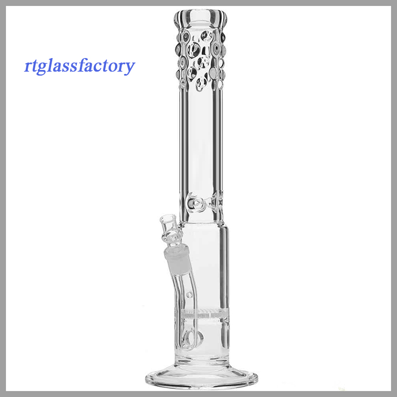 

Hookahs Glass water Bong Honeycomb straight clear drips mouth bongs ice notches pipe 18.8mm bowl 17.5" free type