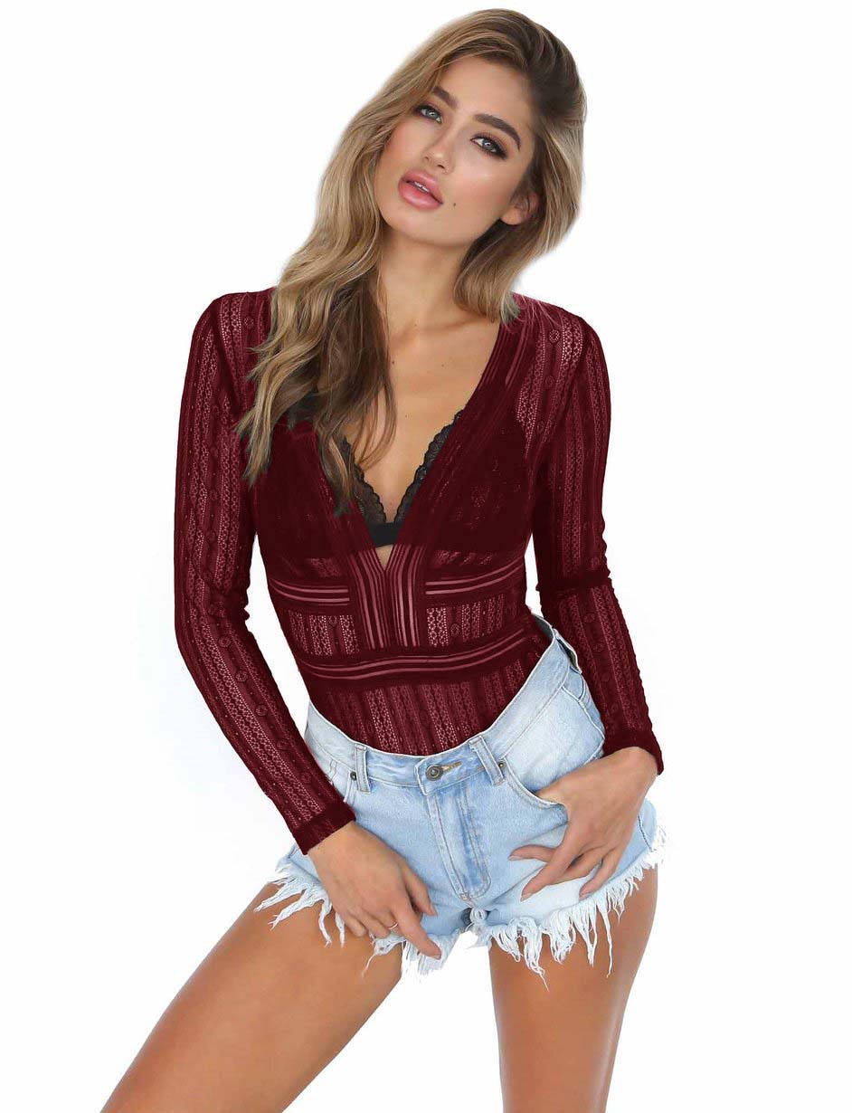 

Women's T-Shirt Sexy Women Clothing Transparent Lace Chiffon Tops Hollowed Out One Piece Garment Female Underwear, Black