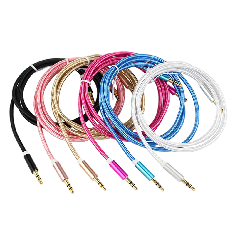 

Aux Cable 3.5mm to 3.5 mm Nylon Wire Gold-plated Plug Male to Male Audio Cable for Mobile Phone Headphone Speaker, Mix color