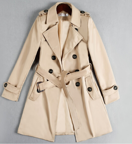 

Plus Size Women Clothing Spring Autumn Double Breasted Md-long Coat 2017 New Fashion Belt rench coat for women Outwears trench, Black