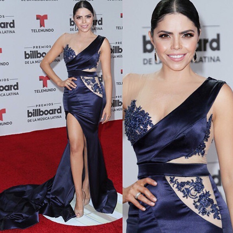 

Charming Celebrity Evening Party Dresses Sheer Jewel Neck Sleeveless Lace Applique Party Dress 2018 Sexy Side Split Mermaid Prom Dresses, Lilac