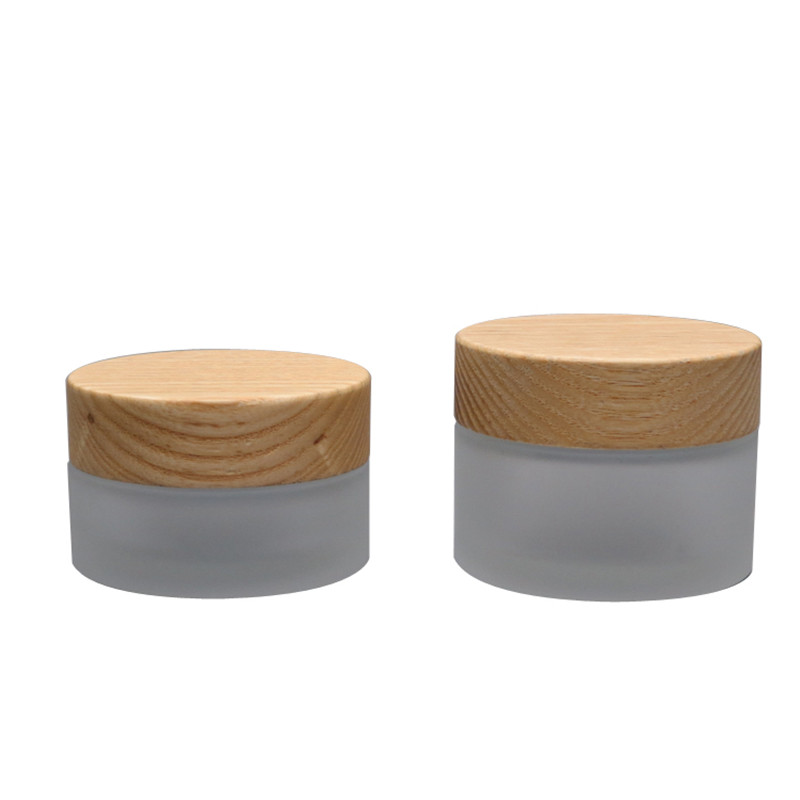 

50g Empty Frosted Glass Eye/Facial Cream Jar with Bamboo Wooden Screw Cap Cosmetic Packaging Bottle Makeup Container F328
