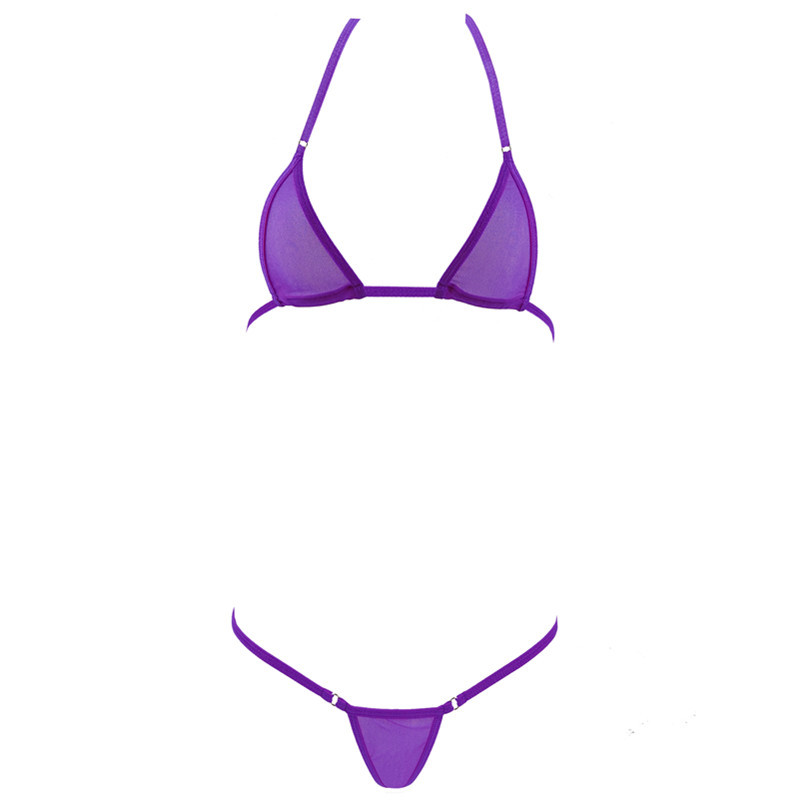 Transparent mini micro bikini set femmes chaudes sexy érotique Bra + g string strings voir à travers le costume de vêtements de nuit de la baigno