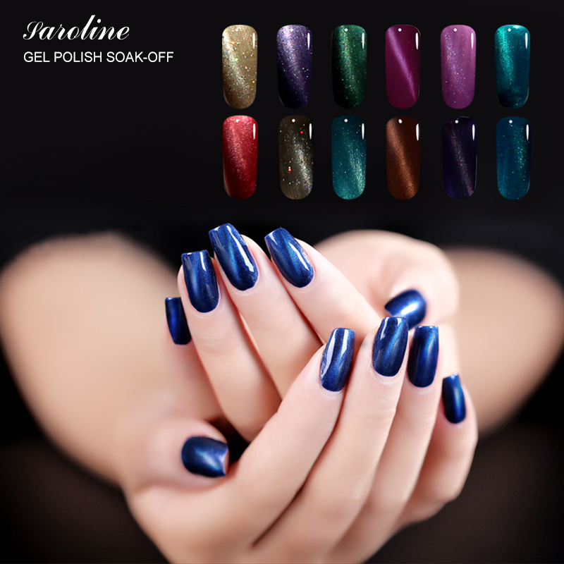 

Saroline Lucky 3D Cat Eye UV Glue Design UV Nail Gel Polish Soak Off Hybrid Varnish Long Lasting Magnetic Cat's Eye Nail Glue, 61 white
