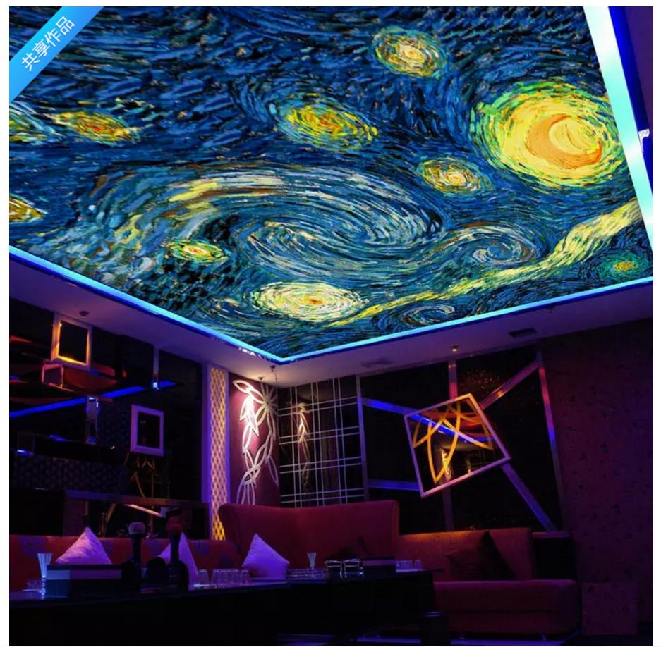 Personnalisé 3D Photo Plafond Papier Peint Peinture À L'huile Ciel Étoilé Zénith Murale Papiers Peints À La Maison Décor Intérieur Salon Plafond