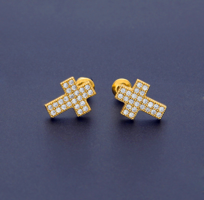 Pendiente pendientes aretes XL cruz circonita Crystal pedrería