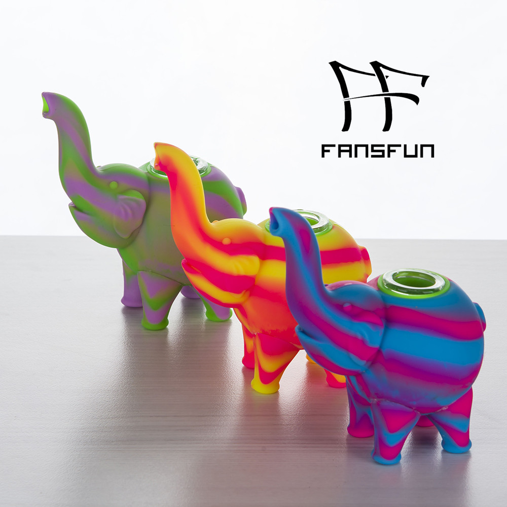 

4.8 Inch Colored Elephant Silicon Water Hand Pipe Smoke With Glass Bowl Portable Tobacco Smoking Waterpipe Wholesale 487