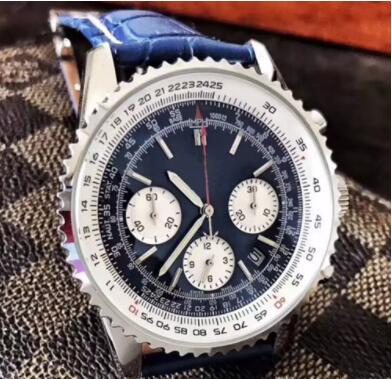 Montre de luxe de haute qualité MONTBRILLANT quartz chronographe 43MM cadran bleu 316L bracelet en cuir bracelet en saphir original bracelet spor