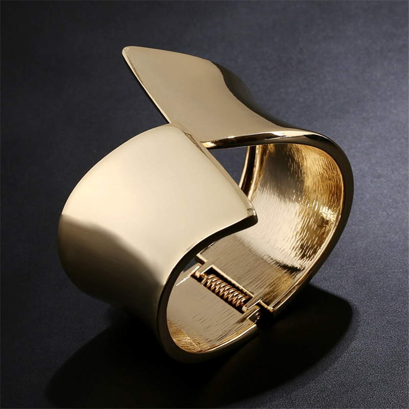 

whole saleFashion Smooth metal bangles Simple cuff bracelets for women Big wide open bangles India Jewelry pulseira feminina KX019