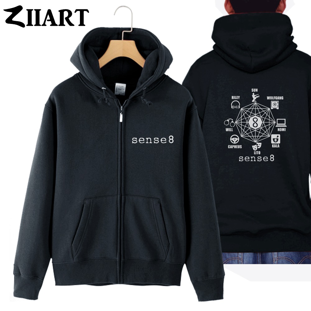 Sense 8 Riley Sun Wolfgang Nomi Lito Capheus Will Couple Clothes Boy Man Male Cotton Full Zip Hooded Coats JacketsMen's Jackets Men's