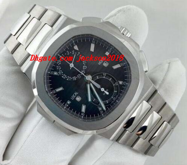 Montre de luxe Quartz Mouvement N @ utilus 5990 / 1A Chronographe Temps de Voyage Hommes Montre Montres Top Qualité