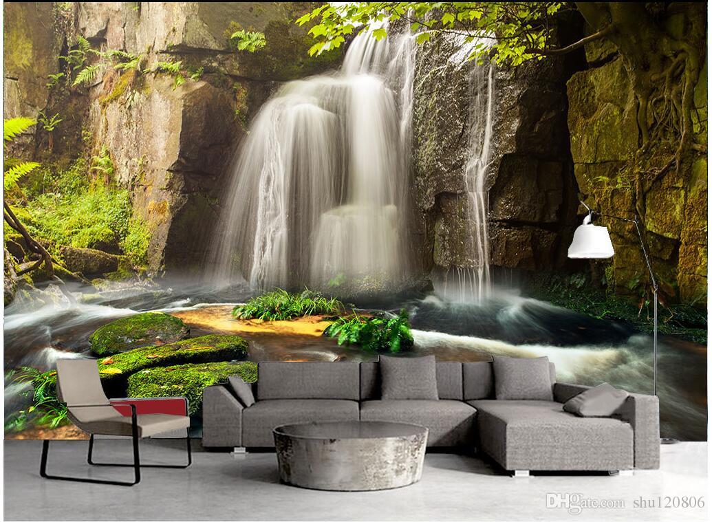 

3d room wallpaper cloth custom photo 3D running water TV background wall 3d wall murals wallpaper for walls 3 d print fabric wall covering, Picture shows