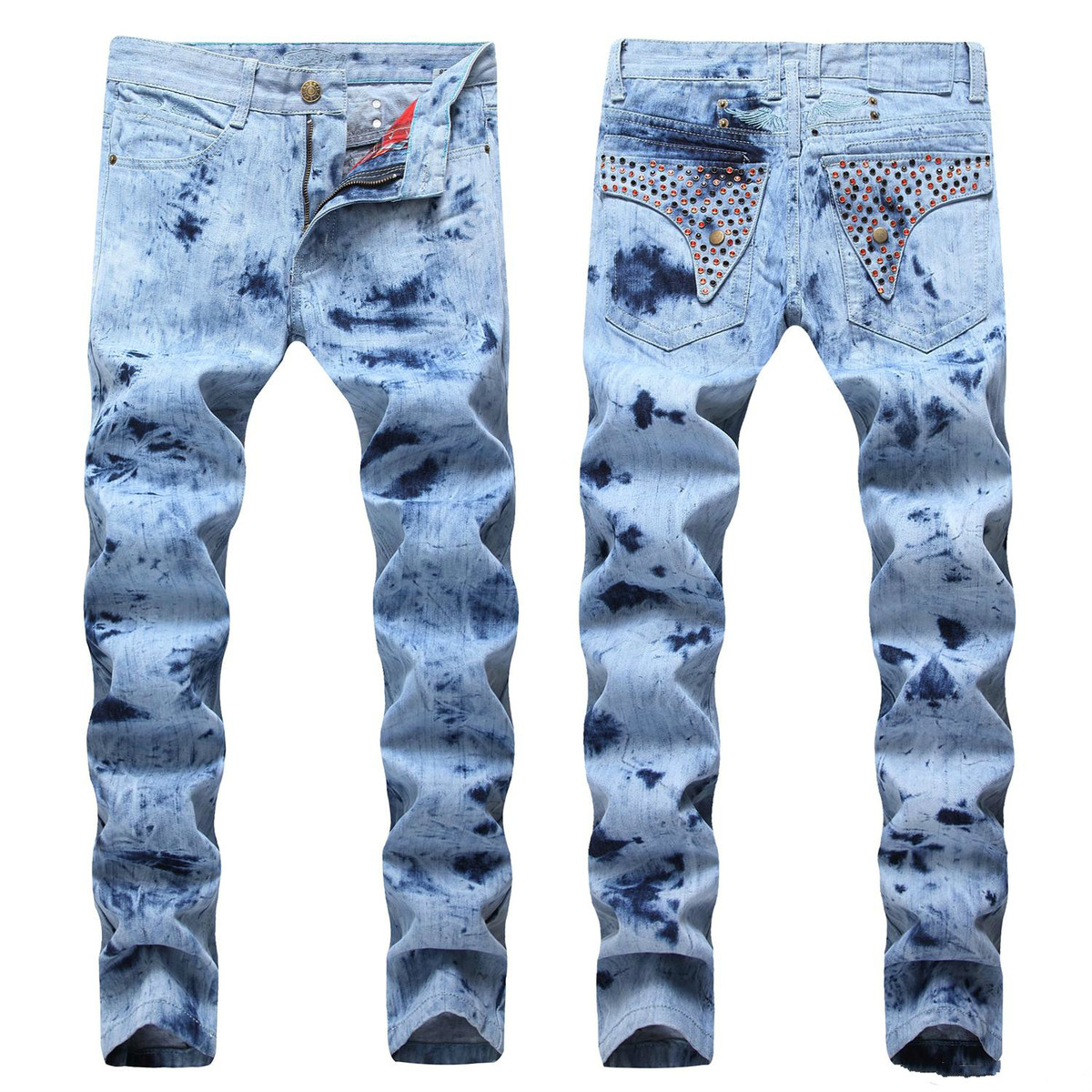 

Wholesale Markdown Sale Mens Straight Slim Fit Biker Jeans With Zip Men S Clothing Distrressed Hole Streetwear Style Luxury Jeans, Black