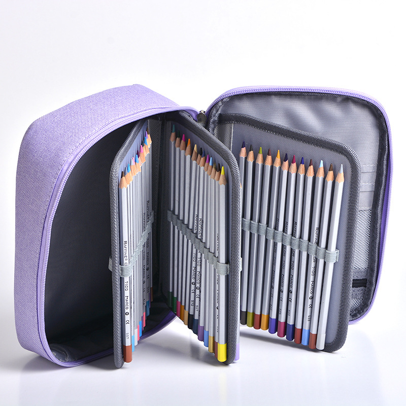 3 Layer Large Capactity Pencil Case With Handle 72 Hoels Pen Bag for Student School Supply Bags 122646-image-427330207