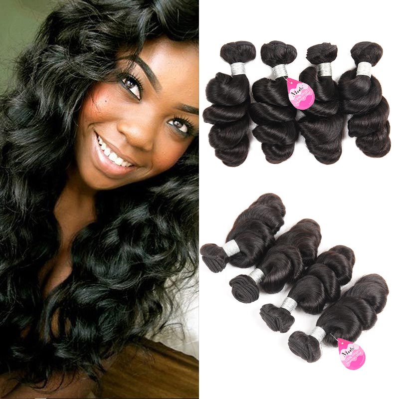 

10A Brazilian Virgin Hair Loose Wave Unprocessed Brazilian Human Hair Weave Extension Cheap Brazilian Loose Wave Hair Double Weft, Natural color