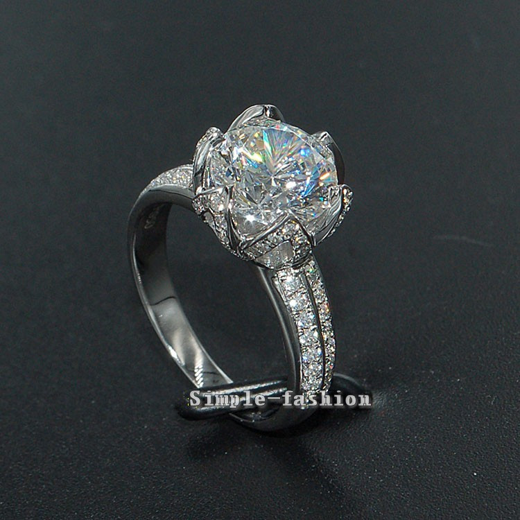 

choucong Luxury Flower Jewelry 3ct Diamond ring 925 Sterling Silver Women Engagement Wedding Band Ring Sz 5-11