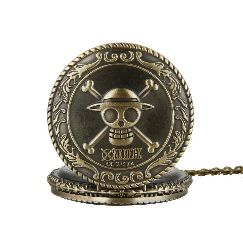 

Wholesale 100pcs/lot classic Pirate watch vintage pocket watch necklace Men Women antique Bronze watch PW056, With necklace chain