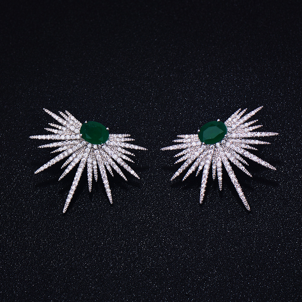 

wholesale Brand New hot Fashion Popular Luxury Crystal Zircon Stud Earrings Spark Shape Flower Earrings Fashion Jewelry for women