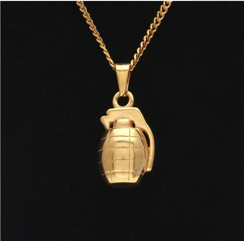 Grenade silver coloured pendant necklace 18 inch chain
