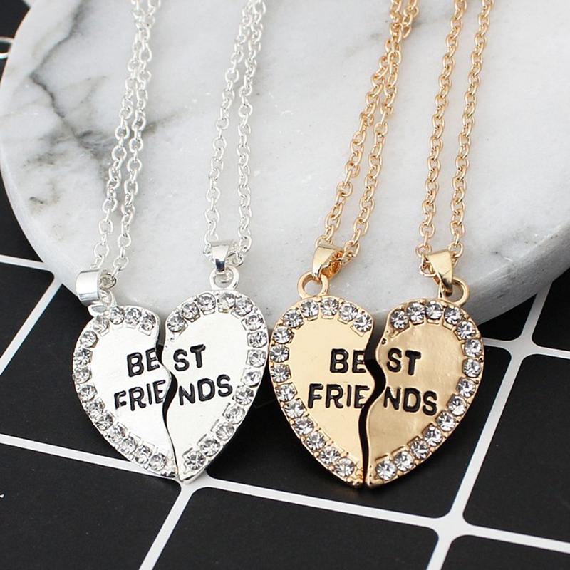

HOMOD Best Friends forever letter pendant necklace charms matching heart 2 color jewelry necklace women clothing accessories