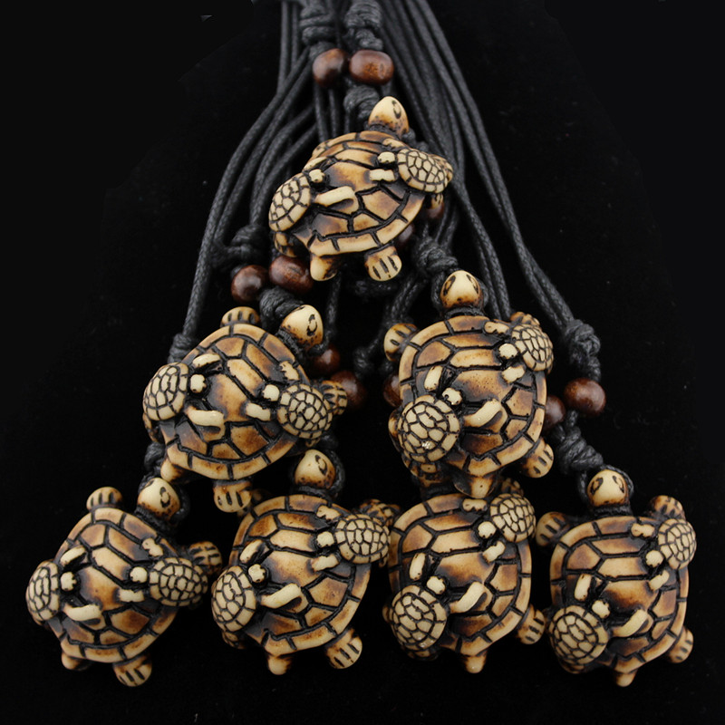 

Fashion Jewelry Wholesale 12PCS/LOT Men Women's Imitation Yak Bone Carved Mother & Children Turtles Necklace For Children Lucky Gift MN570