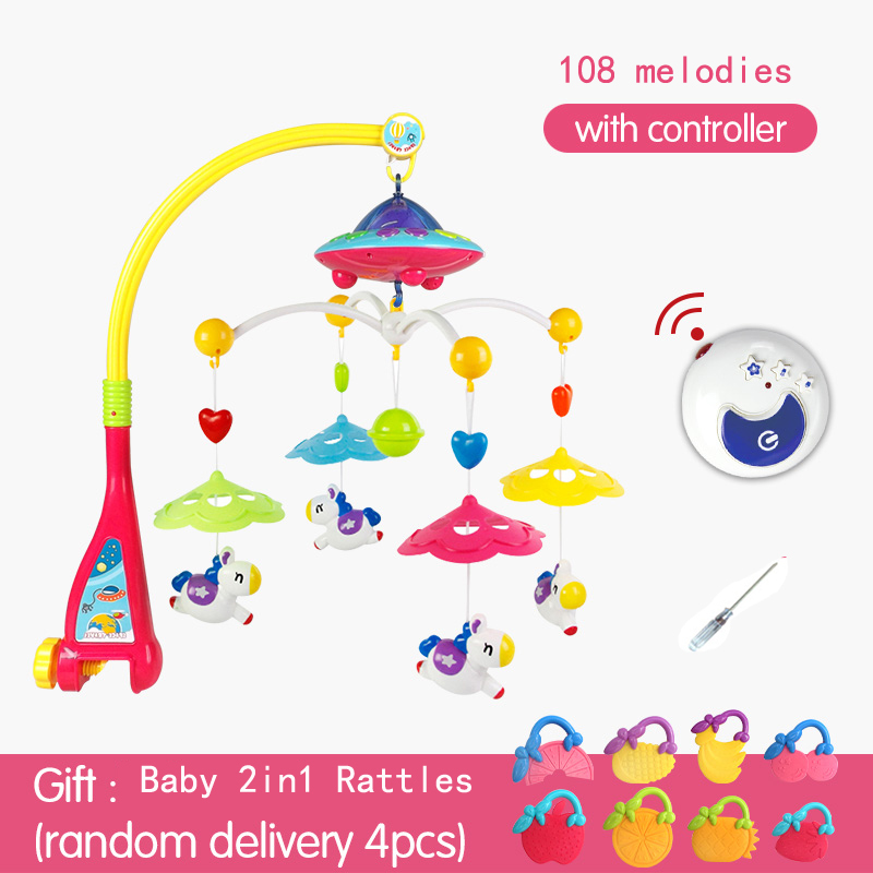 baby crib bed bell toy rotating music hanging rattle bracket mobile holder-image-427558549
