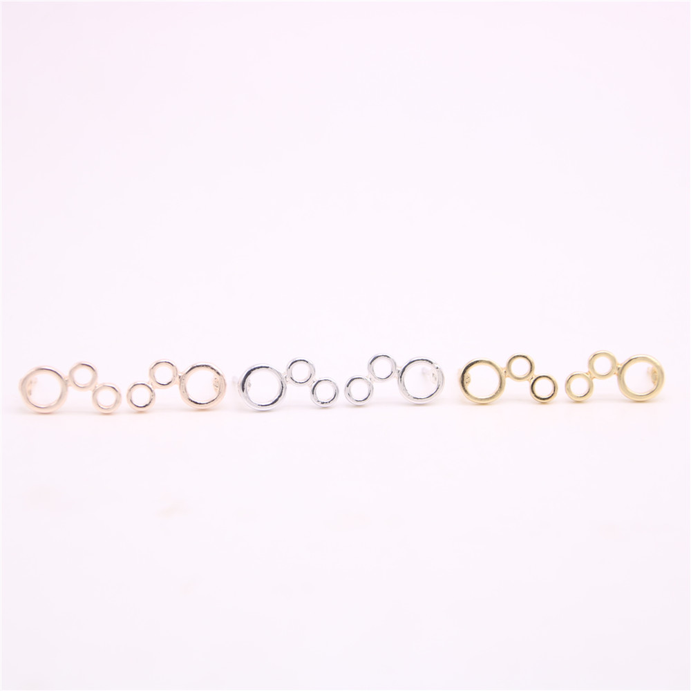 

10 pair 18 k gold plated stud ear women's fashion rose gold earrings three circles earrings jewelry wholesale free shipping
