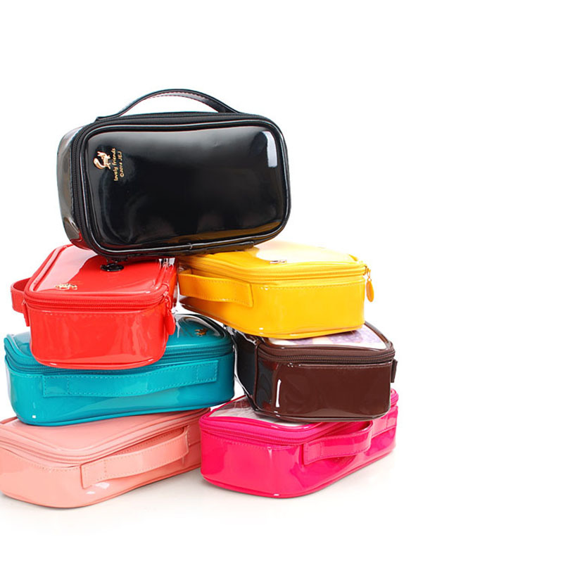 

Patent Leather Makeup Bags Cute Women Cosmetic Bags Multifunctional Brush Organizer Travel Neceser Beauty Case Storage Make Up Clutch