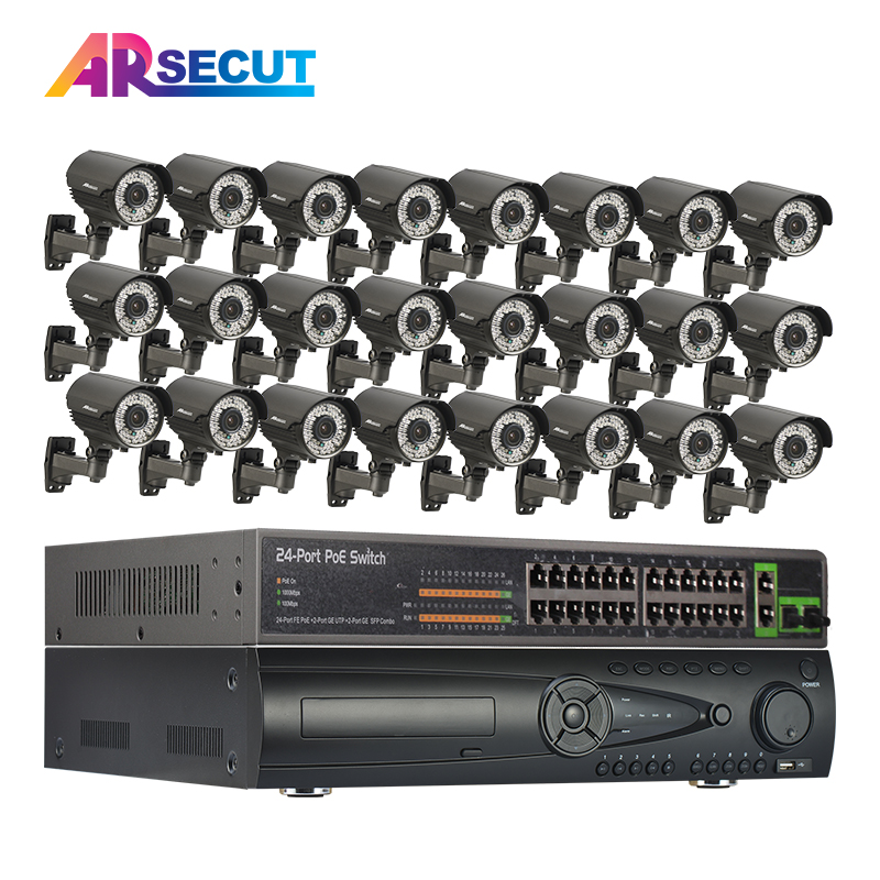 Système d'enregistreur vidéo de réseau CCTV de CCTV 24CH 1080P HD Varifocal 2.8-12mm Vision nocturne 78ir Kit de caméra IP de Poe CCTV en plein a