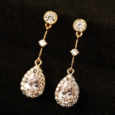 Women's Jewelry Fashion Earrings Luxury Water Drop Dangle Earrings Vintage Gold Plated Earrings Wedding Party Accessories