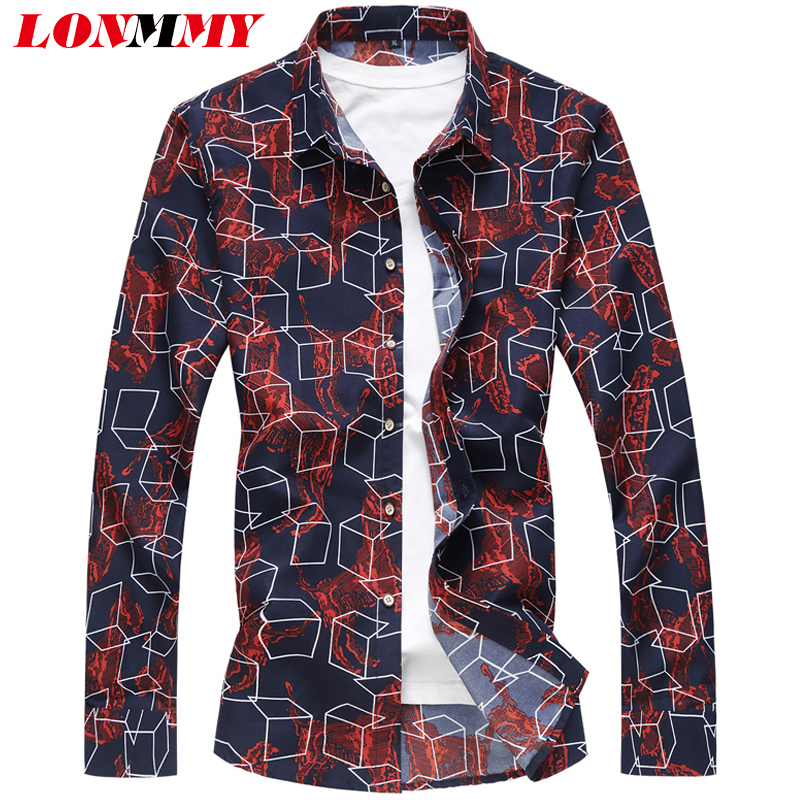 6XL Para Hombre Calidad gran impresión geométrica//Alto Manga Corta Camisa 3XL