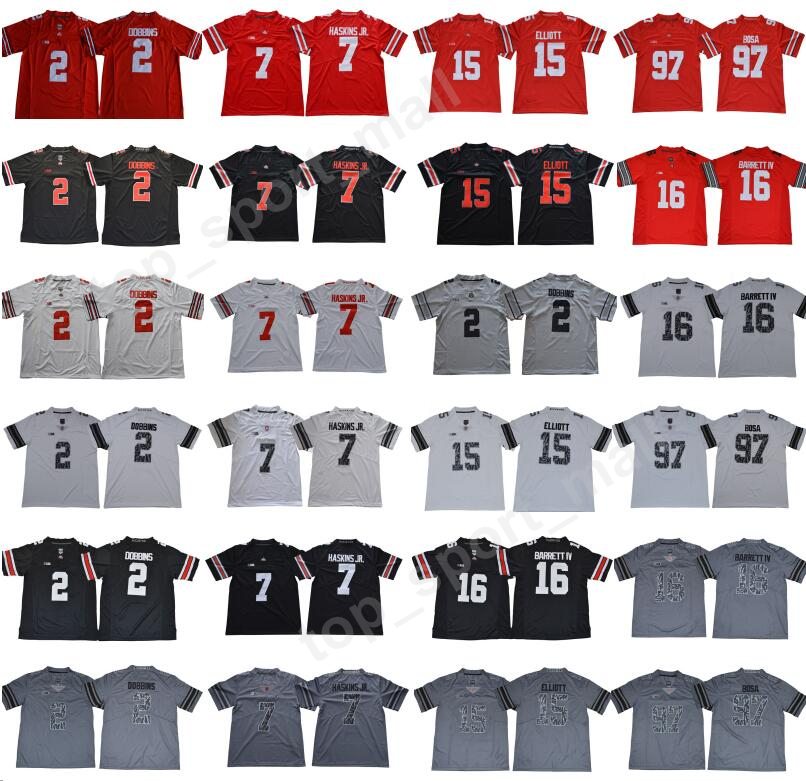

NCAA Ohio State Buckeyes Nick Bosa Jersey 97 JK Dobbins College Football Dwayne Haskins Jr 15 Ezekiel Elliott Joey Bosa Justin Fields Red, Black