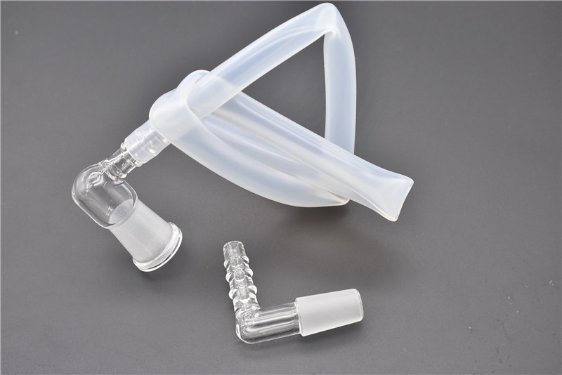

L sharp 14mm 18mm Glass oil burner Vapor Whip Adapter Female or Male 90 Degree silicone Hose in stock