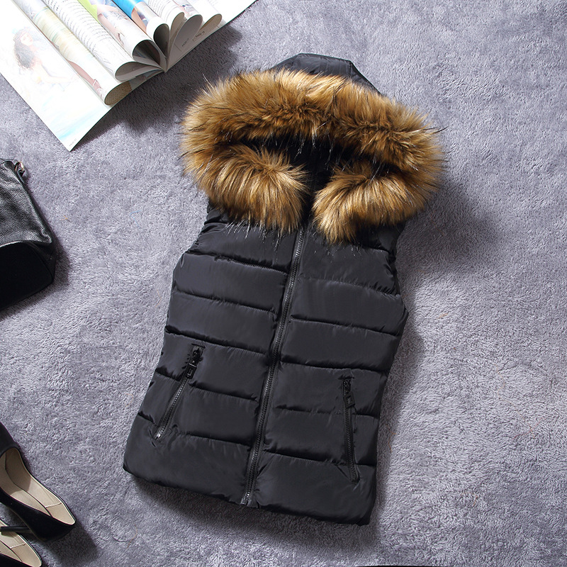 2017 Brand Winter Vest Women Jacket Coat Down Cotton Casual Hooded Women's Fur Vests waistcoat Female vestidos Large size clothe